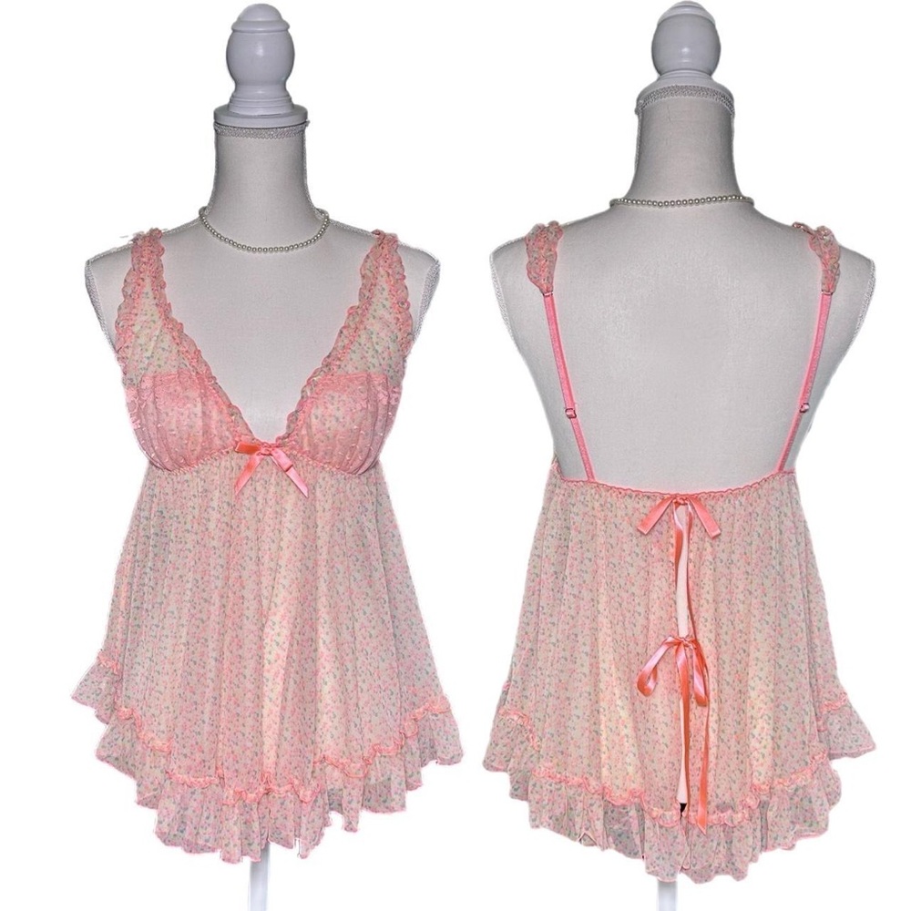 Victoria’s Secret Mesh Bow Babydoll Top